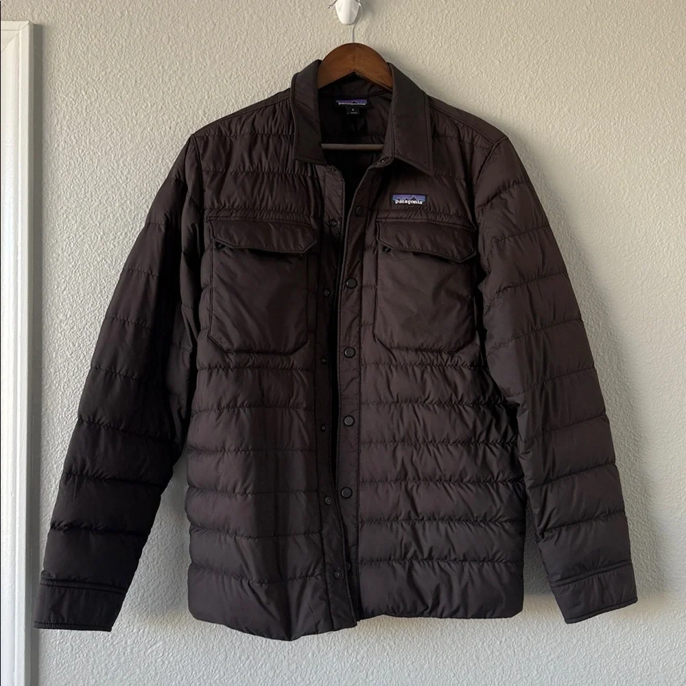 Patagonia Mens Black Silent Down Snap Button Down Puffer Shirt‎ Jacket Small